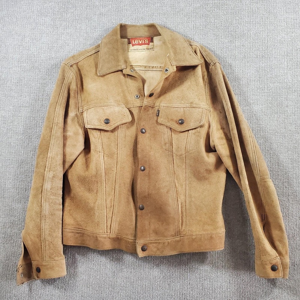 1960's Levi's BIG E Vintage Brown Suede Leather Western Field Trucker Jacket 60s